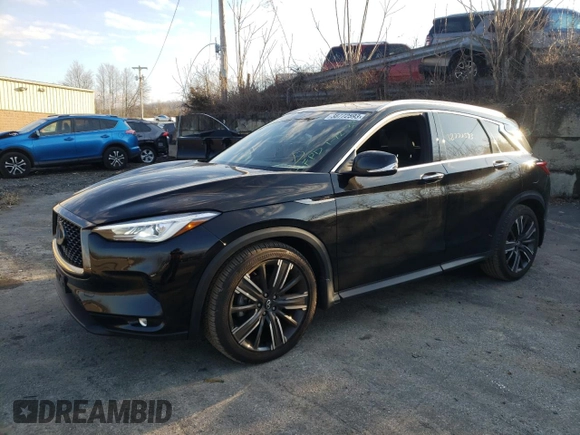 2021 Infiniti QX50 LUXE with VIN 3PCAJ5BB5MF100888, listed as a Copart auction lot 38772593 with 11,440 mi miles. Bid and sale history available at carsss.com. Image 1.