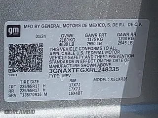 2024 Chevrolet Equinox LT with VIN 3GNAXTEGXRL248335, listed as a IAAI auction lot 41709145 with 1 mi miles. Bid and sale history available at carsss.com. Image 9.