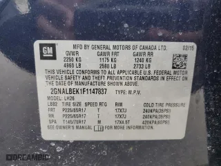 2015 Chevrolet Equinox LT with VIN 2GNALBEK1F1147837, listed as a Copart auction lot 52707055 with 138,138 mi miles and Clean Title. Bid and sale history available at carsss.com. Image 13.