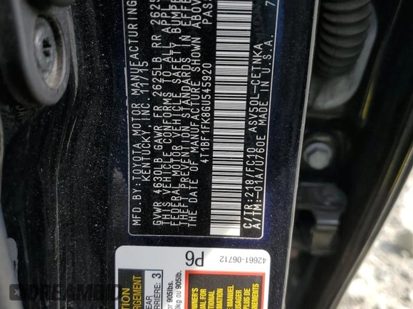 2016 Toyota Camry XLE with VIN 4T1BF1FK8GU545920, listed as a Copart auction lot 54648545 with 144,793 mi miles and Salvage Title. Bid and sale history available at carsss.com. Image 12.
