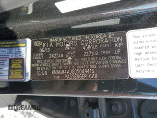 2013 Kia Optima Hybrid LX with VIN KNAGM4AD8D5049416, listed as a Copart auction lot 72072984 with 146,721 mi miles and Salvage Title. Bid and sale history available at carsss.com. Image 12.