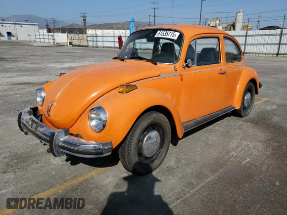 1974 Volkswagen Beetle with VIN 1342582192, listed as a Copart auction lot 61535715 with 12,629 mi miles and Clean title. Bid and sale history available at DreamBid. Image 1.