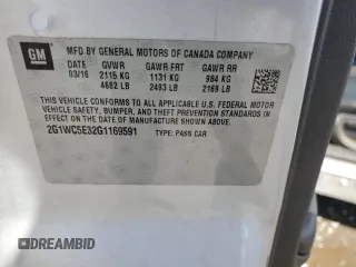 2016 Chevrolet Impala LTZ with VIN 2G1WC5E32G1169591, listed as a Copart auction lot 48752185 with 224,161 mi miles and Salvage Title. Bid and sale history available at DreamBid. Image 12.
