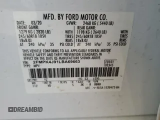 2020 Ford Edge SEL с VIN 2FMPK4J91LBA69663, выставлен на аукционе Copart как лот 50611005 с пробегом 61 534 миль миль и Списание • Salvage title. История ставок и продаж доступна на DreamBid. Изображение 13.