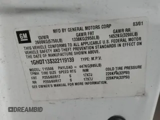 2002 Oldsmobile Bravada z VIN 1GHDT13S322119139, wystawiony jako Copart lot #84425634 z przebiegiem 137 576 mil mil oraz Szkody całkowita. Historia ofert i sprzedaży dostępna na DreamBid. Obrazek 13.