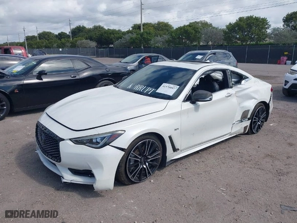 2018 Infiniti Q60 3.0t LUXE with VIN JN1EV7EK1JM342984, listed as a IAAI auction lot 41570887 with 54,817 mi miles. Bid and sale history available at carsss.com. Image 2.