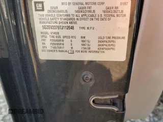 2007 Saturn Outlook XR z VIN 5GZEV23797J112648, wystawiony jako Copart lot #74287844 z przebiegiem 178 207 mil mil oraz Szkoda całkowita • Salvage title. Historia ofert i sprzedaży dostępna na DreamBid. Obrazek 12.