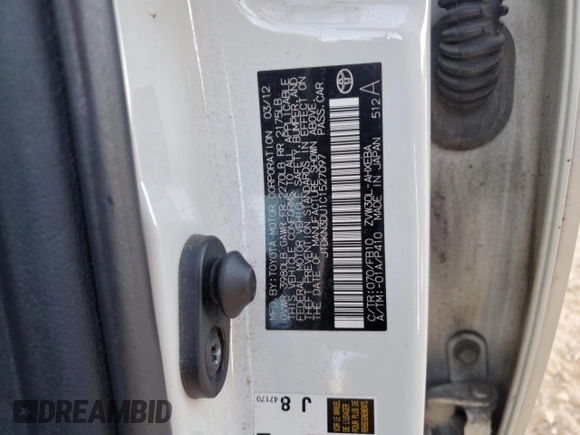2012 Toyota Prius One with VIN JTDKN3DU1C1527097, listed as a Copart auction lot 80149594 with 174,291 mi miles and Salvage Title. Bid and sale history available at carsss.com. Image 12.
