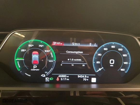 2020 Audi e-tron Sportback Premium Plus with VIN WA12ABGE1LB036124, listed as a Copart auction lot 49751064 with 46,880 mi miles. Bid and sale history available at carsss.com. Image 9.