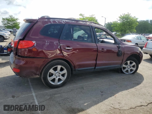 2009 Hyundai Santa Fe Limited with VIN 5NMSH13E09H295628, listed as a Copart auction lot 55196965 with 207,483 mi miles and Salvage title. Bid and sale history available at DreamBid. Image 3.