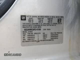 2015 Chevrolet Silverado 1500 LT with VIN 3GCUKREC9FG147988, listed as a Copart auction lot 53784635 with 218,260 mi miles and Salvage Title. Bid and sale history available at DreamBid. Image 12.