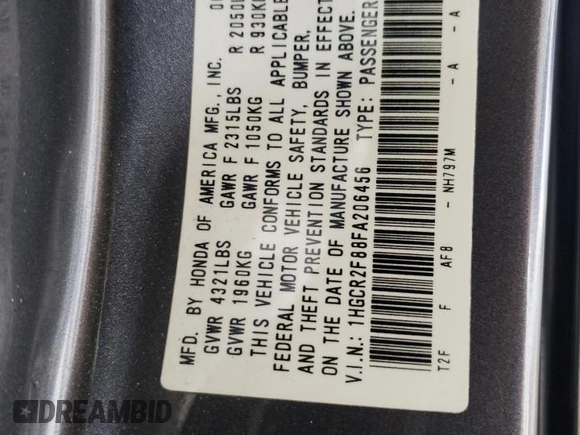 2015 Honda Accord EX-L с VIN 1HGCR2F88FA206456, выставлен на аукционе Copart как лот 58861325 с пробегом 137 403 миль миль и Списание • Salvage title. История ставок и продаж доступна на DreamBid. Изображение 12.