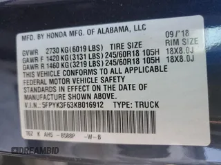 2019 Honda Ridgeline RTL-T с VIN 5FPYK3F63KB016912, выставлен на аукционе Copart как лот 63827065 с пробегом 79 509 миль миль и Списание • Salvage title. История ставок и продаж доступна на DreamBid. Изображение 12.
