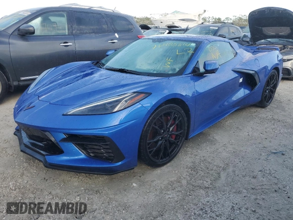 2023 Chevrolet Corvette 2LT with VIN 1G1YB3D46P5107345, listed as a Copart auction lot 76405614 with 0 mi miles and Non Repairable. Bid and sale history available at carsss.com. Image 1.