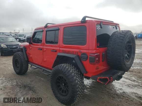 2018 Jeep Wrangler Unlimited Rubicon z VIN 1C4HJXFN3JW148119, wystawiony jako Copart lot #85839454 z przebiegiem Nie podano mil oraz Szkoda całkowita • Salvage title. Historia ofert i sprzedaży dostępna na DreamBid. Obrazek 2.