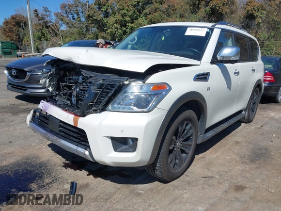 2018 Nissan Armada Platinum with VIN JN8AY2NE4J9735109, listed as a IAAI auction lot 41805637 with 186,219 mi miles. Bid and sale history available at carsss.com. Image 17.