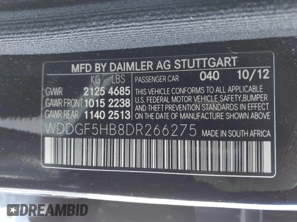 2013 Mercedes-Benz C 350 Sport with VIN WDDGF5HB8DR266275, listed as a IAAI auction lot 41823588 with 132,628 mi miles and . Bid and sale history available at DreamBid. Image 9.