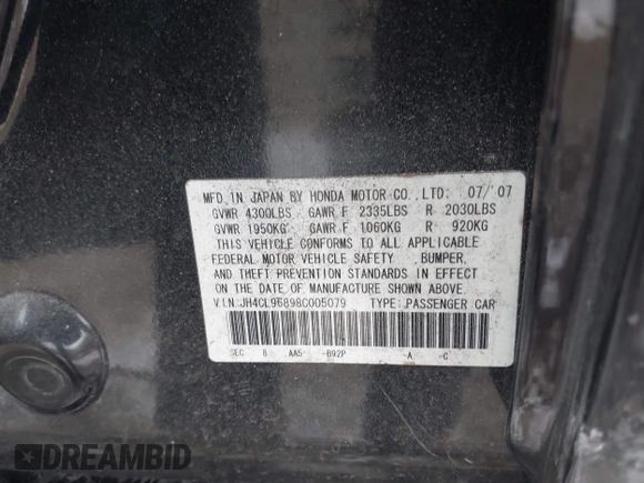 2008 Acura TSX with VIN JH4CL96898C005079, listed as a IAAI auction lot 41275704 with 118,721 mi miles and . Bid and sale history available at DreamBid. Image 9.