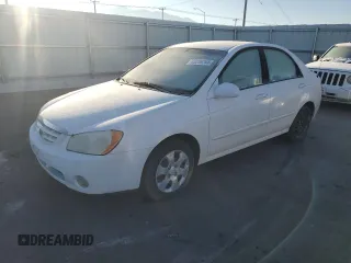 2004 Kia Spectra LX with VIN KNAFE122345050834, listed as a Copart auction lot 83239744 with 111,424 mi miles and Salvage Title. Bid and sale history available at carsss.com. Image 1.