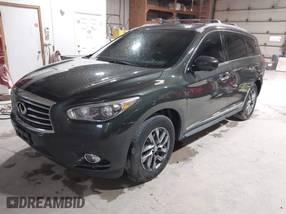 2013 Infiniti JX35 with VIN 5N1AL0MM6DC316950, listed as a IAAI auction lot 42156840 with 176,055 mi miles. Bid and sale history available at carsss.com. Image 2.