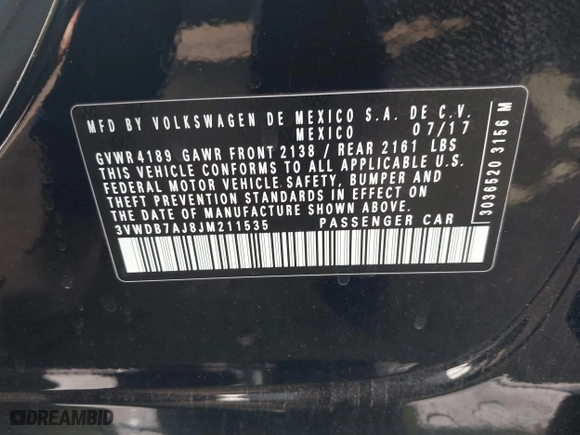 2018 Volkswagen Jetta 1.4T SE with VIN 3VWDB7AJ8JM211535, listed as a IAAI auction lot 41231317 with 68,316 mi miles. Bid and sale history available at carsss.com. Image 9.