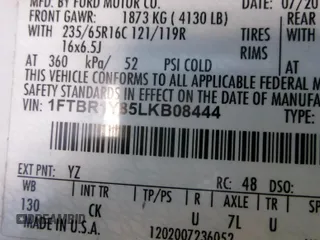 2020 Ford Transit Cargo с VIN 1FTBR1Y85LKB08444, выставлен на аукционе IAAI как лот 42808924 с пробегом 129 167 миль миль и . История ставок и продаж доступна на DreamBid. Изображение 12.