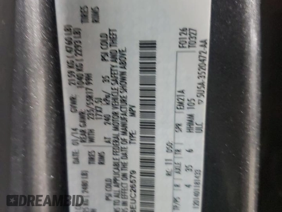2014 Ford Escape SE with VIN 1FMCU9GX8EUC26579, listed as a Copart auction lot 48147975 with Not Provided miles and Clean Title. Bid and sale history available at DreamBid. Image 13.