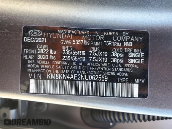 2022 Hyundai Ioniq 5 SEL с VIN KM8KN4AE2NU062569, выставлен на аукционе Copart как лот 55739995 с пробегом 27 873 миль миль и Списание • Salvage title. История ставок и продаж доступна на DreamBid. Изображение 13.