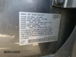 2017 Audi Q7 Premium Plus with VIN WA1LAAF78HD058828, listed as a Copart auction lot 51485055 with 104,920 mi miles and Salvage Title. Bid and sale history available at DreamBid. Image 14.