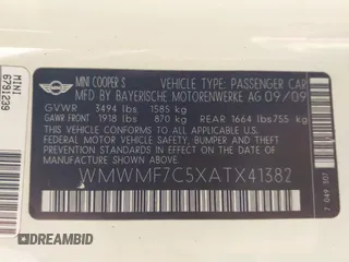 2010 MINI Hardtop S with VIN WMWMF7C5XATX41382, listed as a IAAI auction lot 40558359 with 96,158 mi miles and . Bid and sale history available at DreamBid. Image 9.