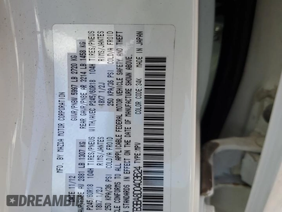 2013 Mazda CX-9 Sport with VIN JM3TB3BA8D0403624, listed as a Copart auction lot 60249494 with 191,894 mi miles and Salvage Title. Bid and sale history available at carsss.com. Image 15.