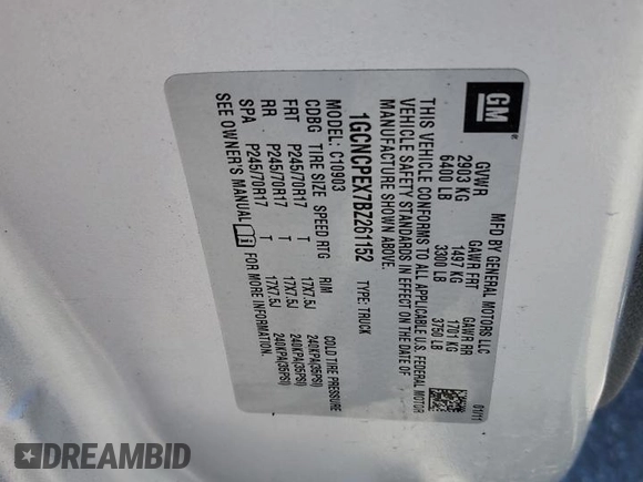 2011 Chevrolet Silverado 1500 Work Truck with VIN 1GCNCPEX7BZ261152, listed as a Copart auction lot 54665845 with Not Provided miles and Clean Title. Bid and sale history available at DreamBid. Image 12.