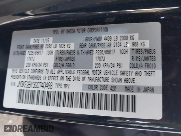 2016 Mazda CX-5 Sport with VIN JM3KE2BY3G0740488, listed as a IAAI auction lot 42000449 with 43,009 mi miles. Bid and sale history available at carsss.com. Image 9.