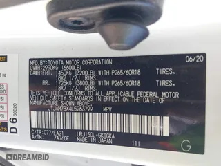 2020 Lexus GX with VIN JTJAM7BX4L5263799, listed as a IAAI auction lot 41969650 with 60,547 mi miles. Bid and sale history available at carsss.com. Image 9.