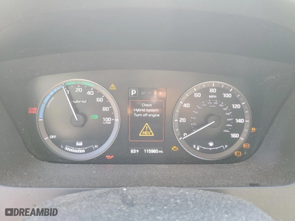 2016 Hyundai Sonata Hybrid SE with VIN KMHE24L14GA022904, listed as a Copart auction lot 53036825 with 115,960 mi miles and Clean Title. Bid and sale history available at carsss.com. Image 9.