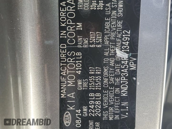 2015 Kia Soul + with VIN KNDJP3A54F7134912, listed as a Copart auction lot 55177825 with 79,824 mi miles and Salvage Title. Bid and sale history available at DreamBid. Image 13.