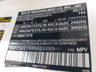 2021 Mercedes-Benz GLS 450 z VIN 4JGFF5KE1MA441193, wystawiony jako IAAI lot #42265225 z przebiegiem 75 375 mil mil oraz . Historia ofert i sprzedaży dostępna na DreamBid. Obrazek 9.