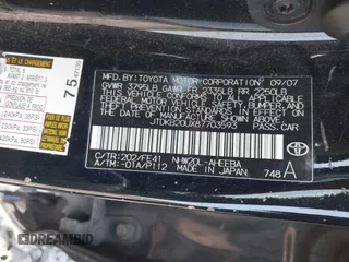 2008 Toyota Prius with VIN JTDKB20UX87703593, listed as a IAAI auction lot 42108567 with 157,117 mi miles. Bid and sale history available at carsss.com. Image 9.