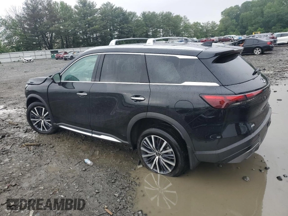 2025 Infiniti QX60 Sensory with VIN 5N1AL1GS7SC336153, listed as a Copart auction lot 57083985 with 5,692 mi miles and Salvage title. Bid and sale history available at DreamBid. Image 2.