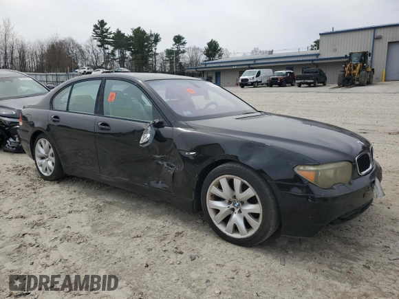 2004 BMW 7 Series 745i with VIN WBAGL63404DP71724, listed as a Copart auction lot 52178015 with Not Provided miles and Clean Title. Bid and sale history available at DreamBid. Image 4.