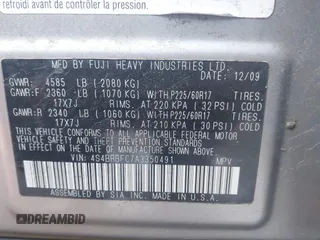 2010 Subaru Outback Premium All-Weather Anniversary with VIN 4S4BRBFC7A3350491, listed as a IAAI auction lot 41645737 with 143,655 mi miles and . Bid and sale history available at DreamBid. Image 9.