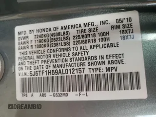 2010 Honda Accord Crosstour EX-L with VIN 5J6TF1H59AL012157, listed as a Copart auction lot 72977664 with 79,761 mi miles and Salvage Title. Bid and sale history available at carsss.com. Image 12.