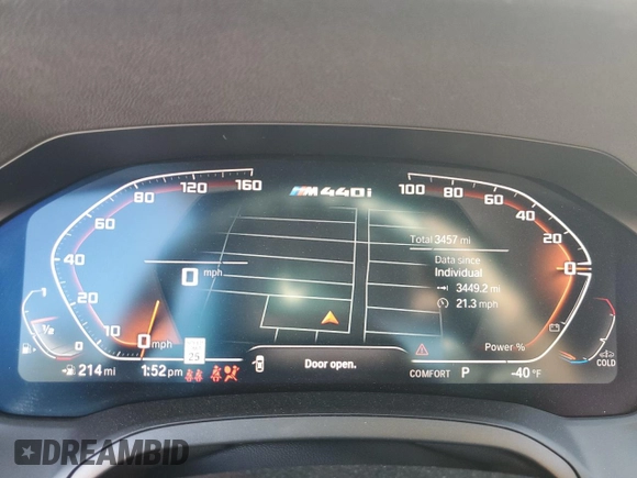 2023 BMW 4 Series M440i with VIN WBA53AT09PCL68116, listed as a Copart auction lot 75622303 with 3,449 mi miles and . Bid and sale history available at DreamBid. Image 9.