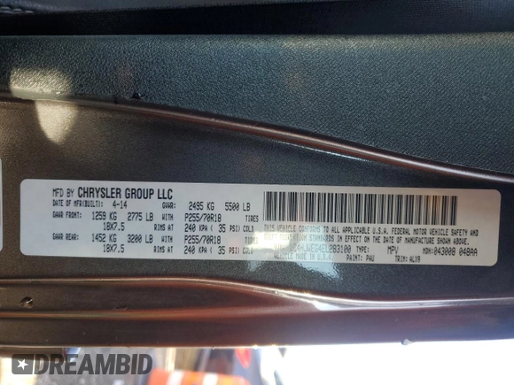 2014 Jeep Wrangler Unlimited Sahara with VIN 1C4HJWEG4EL283100, listed as a Copart auction lot 48350035 with 108,635 mi miles and Non repairable. Bid and sale history available at DreamBid. Image 13.