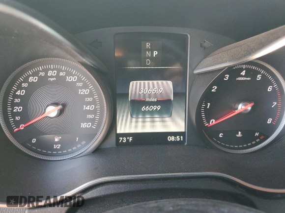 2018 Mercedes-Benz C 300 with VIN 55SWF4JB0JU275367, listed as a Copart auction lot 50391455 with 66,099 mi miles and Salvage title. Bid and sale history available at DreamBid. Image 9.
