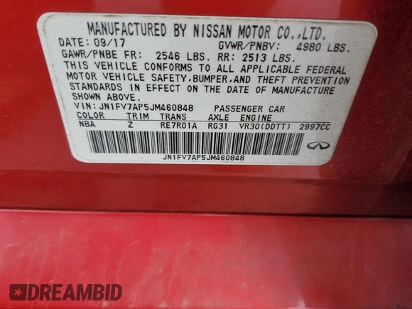 2018 Infiniti Q50 Red Sport 400 with VIN JN1FV7AP5JM460848, listed as a Copart auction lot 49785355 with 88,963 mi miles and Clean Title. Bid and sale history available at carsss.com. Image 12.