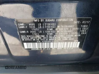 2018 Subaru Outback Premium with VIN 4S4BSADC0J3207111, listed as a IAAI auction lot 42147670 with 54,512 mi miles and . Bid and sale history available at DreamBid. Image 9.