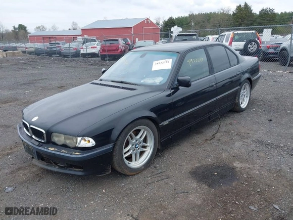 2001 BMW 7 Series 740iA with VIN WBAGG83461DN87920, listed as a IAAI auction lot 41932224 with 1 mi miles. Bid and sale history available at carsss.com. Image 2.