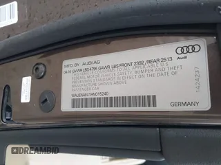 2017 Audi A4 Premium Plus z VIN WAUENAF41HN015240, wystawiony jako IAAI lot #42199989 z przebiegiem 102 683 mil mil oraz . Historia ofert i sprzedaży dostępna na DreamBid. Obrazek 9.