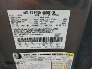 2011 Ford F-150 XL with VIN 1FTFW1CF5BFD19442, listed as a Copart auction lot 56927195 with 197,991 mi miles and Salvage title. Bid and sale history available at DreamBid. Image 12.